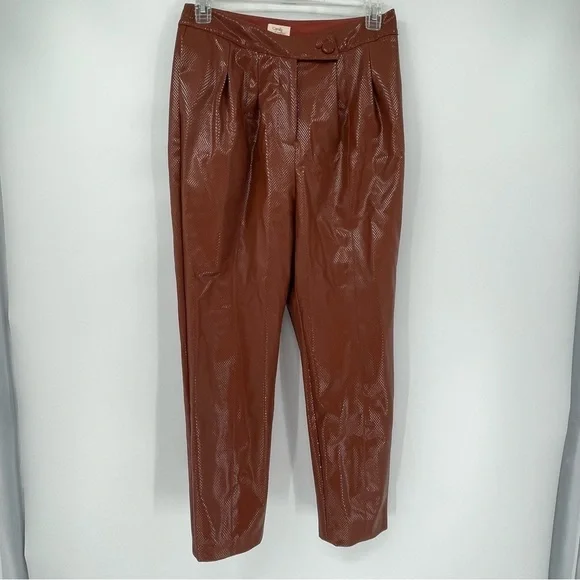 Camila Coelho Filomena Pant in Cognac size Large Women’s Faux Leather Lined - Picture 13 of 13